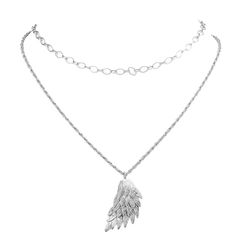 Metal Angel Wing Pendant Accented Necklace - Madeline Love - Flyclothing LLC