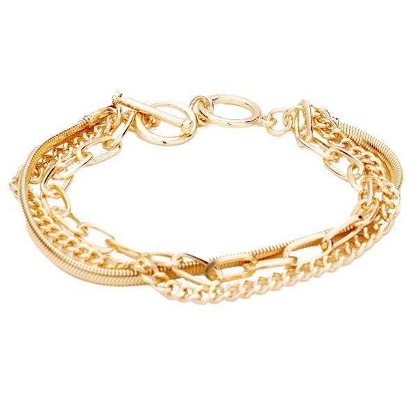 Metal Chain Layered Toggle Bracelet Chain Detailed Bracelet Layered Chain Bracelet - Madeline Love - Flyclothing LLC