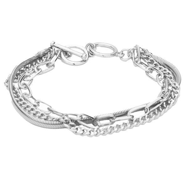 Metal Chain Layered Toggle Bracelet Chain Detailed Bracelet Layered Chain Bracelet - Madeline Love - Flyclothing LLC