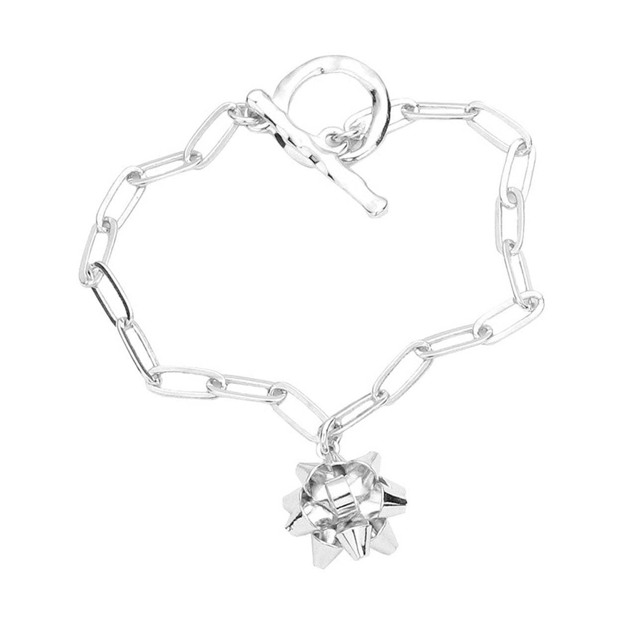 Metal Christmas Bow Charm Toggle Bracelet - Madeline Love - Flyclothing LLC