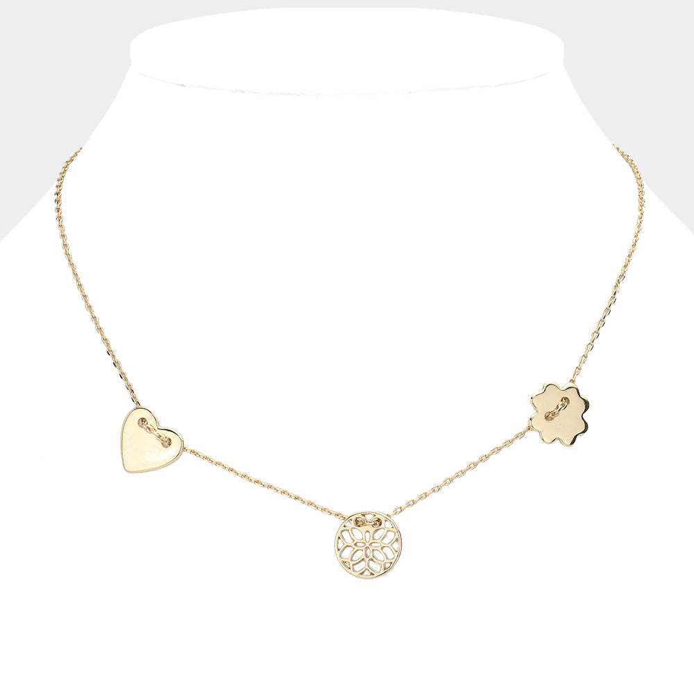 Metal Heart Filigree Round Pendant Necklace - Madeline Love - Flyclothing LLC