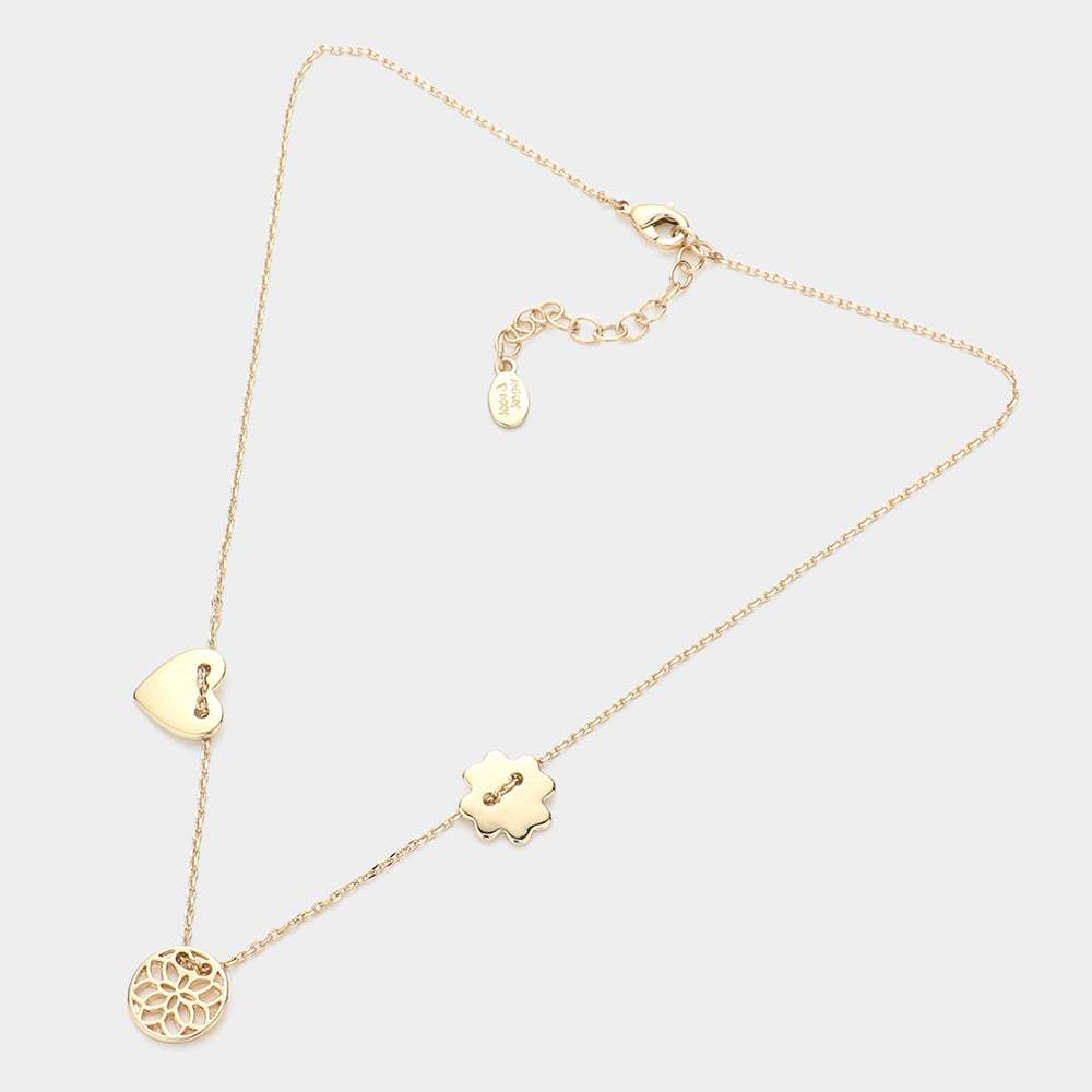 Metal Heart Filigree Round Pendant Necklace - Madeline Love - Flyclothing LLC