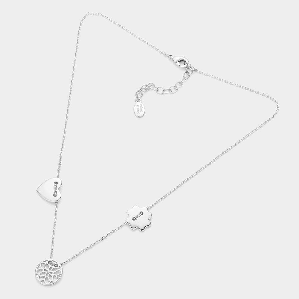 Metal Heart Filigree Round Pendant Necklace - Madeline Love - Flyclothing LLC