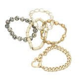 Metal Heart Heishi Natural Stone Stretch Bracelets - Madeline Love - Flyclothing LLC