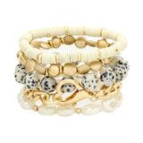 Metal Heart Heishi Natural Stone Stretch Bracelets - Madeline Love - Flyclothing LLC