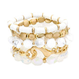 Metal Heart Heishi Natural Stone Stretch Bracelets - Madeline Love - Flyclothing LLC