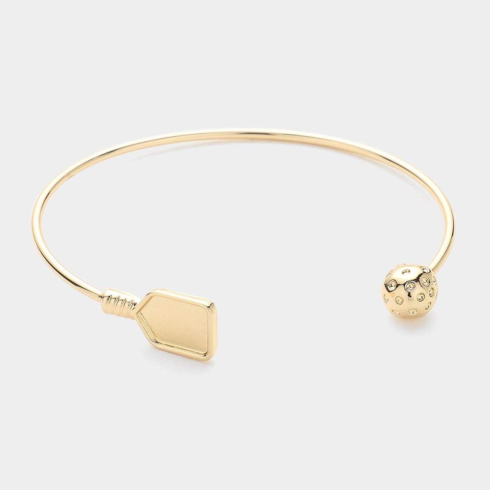 Metal Pickleball Paddle Ball Tip Cuff Bracelet - Madeline Love - Flyclothing LLC