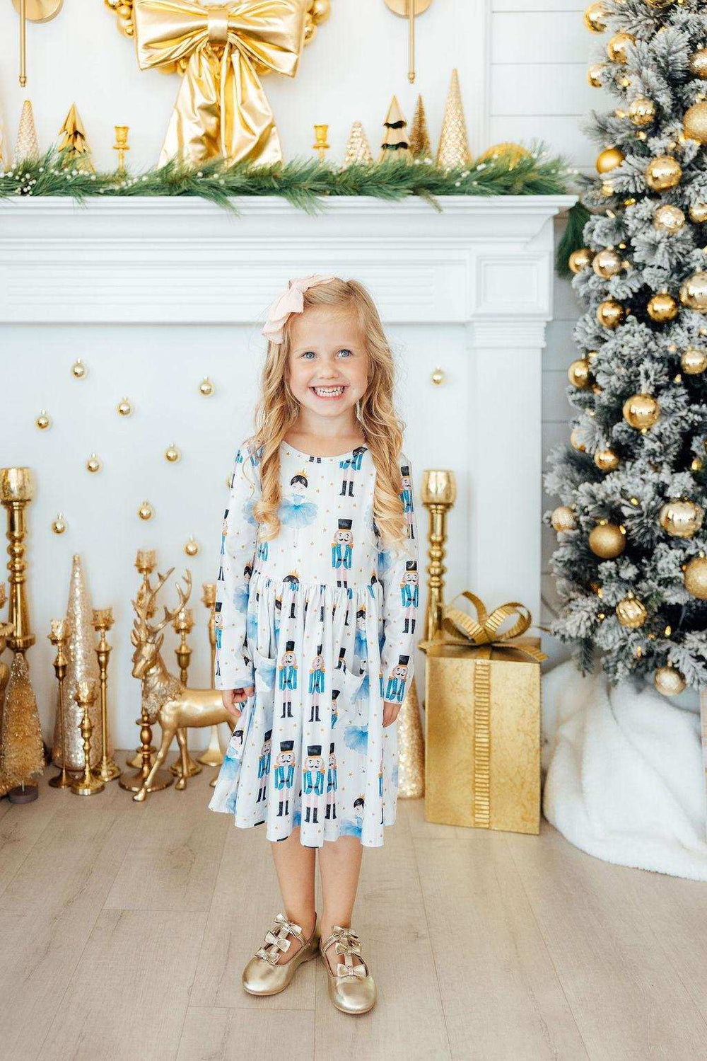 Waltz of the Snowflakes L/S Pocket Twirl Dress - Mila & Rose ® - Flyclothing LLC