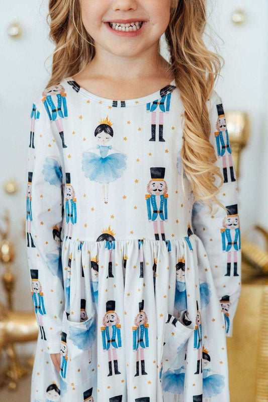 Waltz of the Snowflakes L/S Pocket Twirl Dress - Mila & Rose ® - Flyclothing LLC