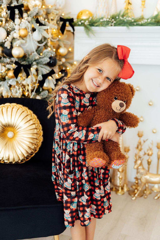 Christmas Bears L/S Pocket Twirl Dress - Mila & Rose ® - Flyclothing LLC