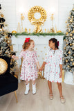 Clara's Christmas 3/4 Sleeve Ruffle Twirl Dress