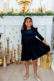 Navy Velvet Ruffle Twirl Dress - Mila & Rose ® - Flyclothing LLC