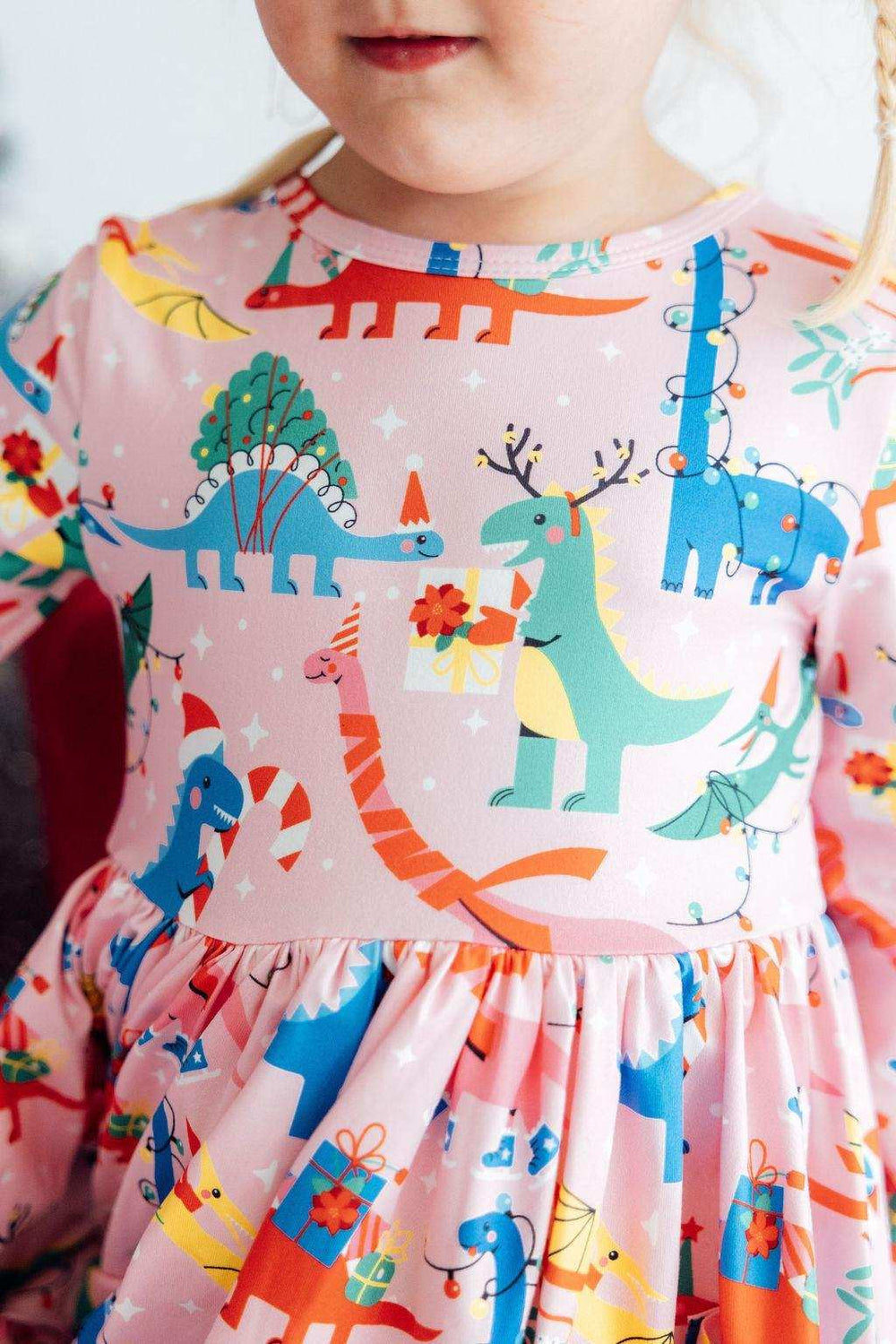 Jingle Saurus L/S Pocket Twirl Dress - Mila & Rose ® - Flyclothing LLC
