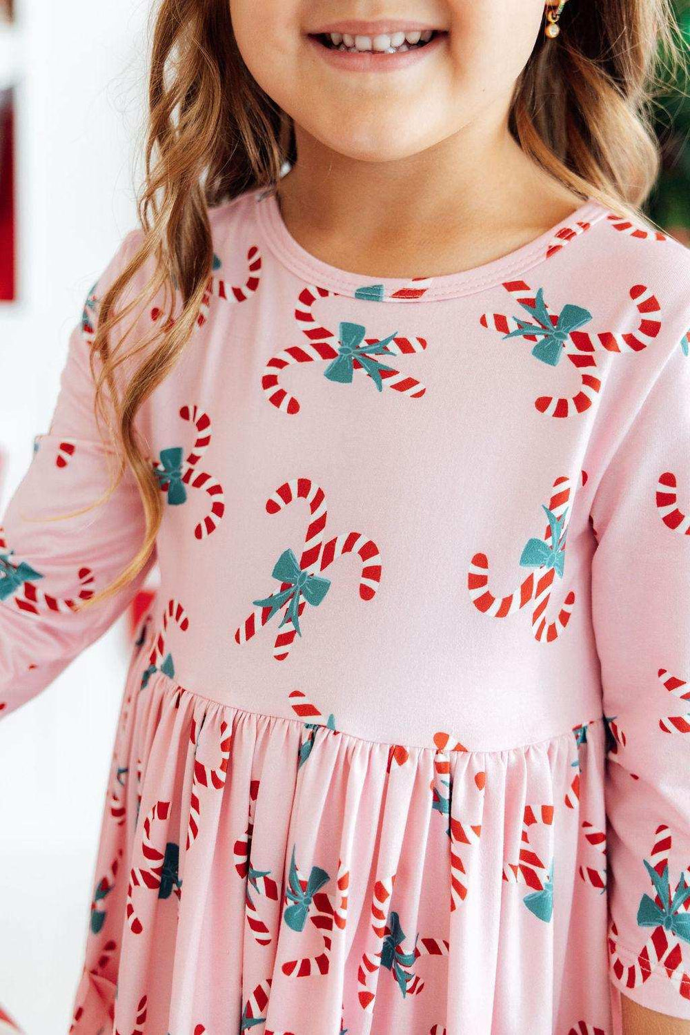 Candy Cane Cutie 3/4 Sleeve Pocket Twirl Dress - Mila & Rose ® - Flyclothing LLC