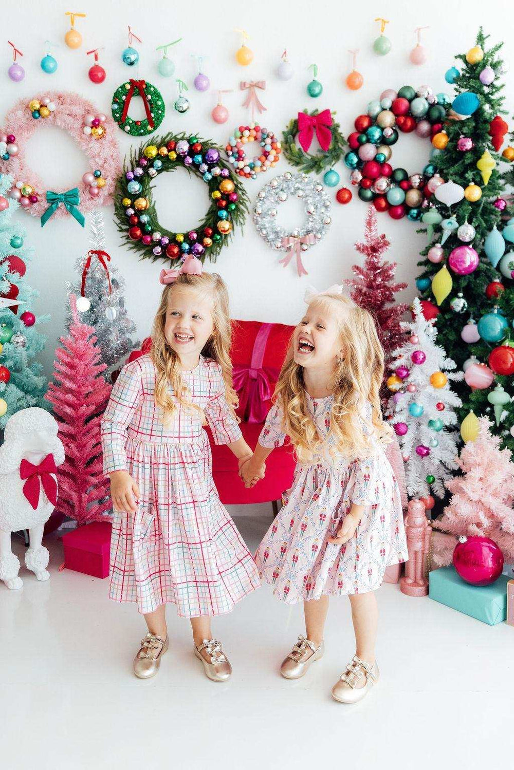 Pink Plaid 3/4 Sleeve Pocket Twirl Dress - Mila & Rose ® - Flyclothing LLC