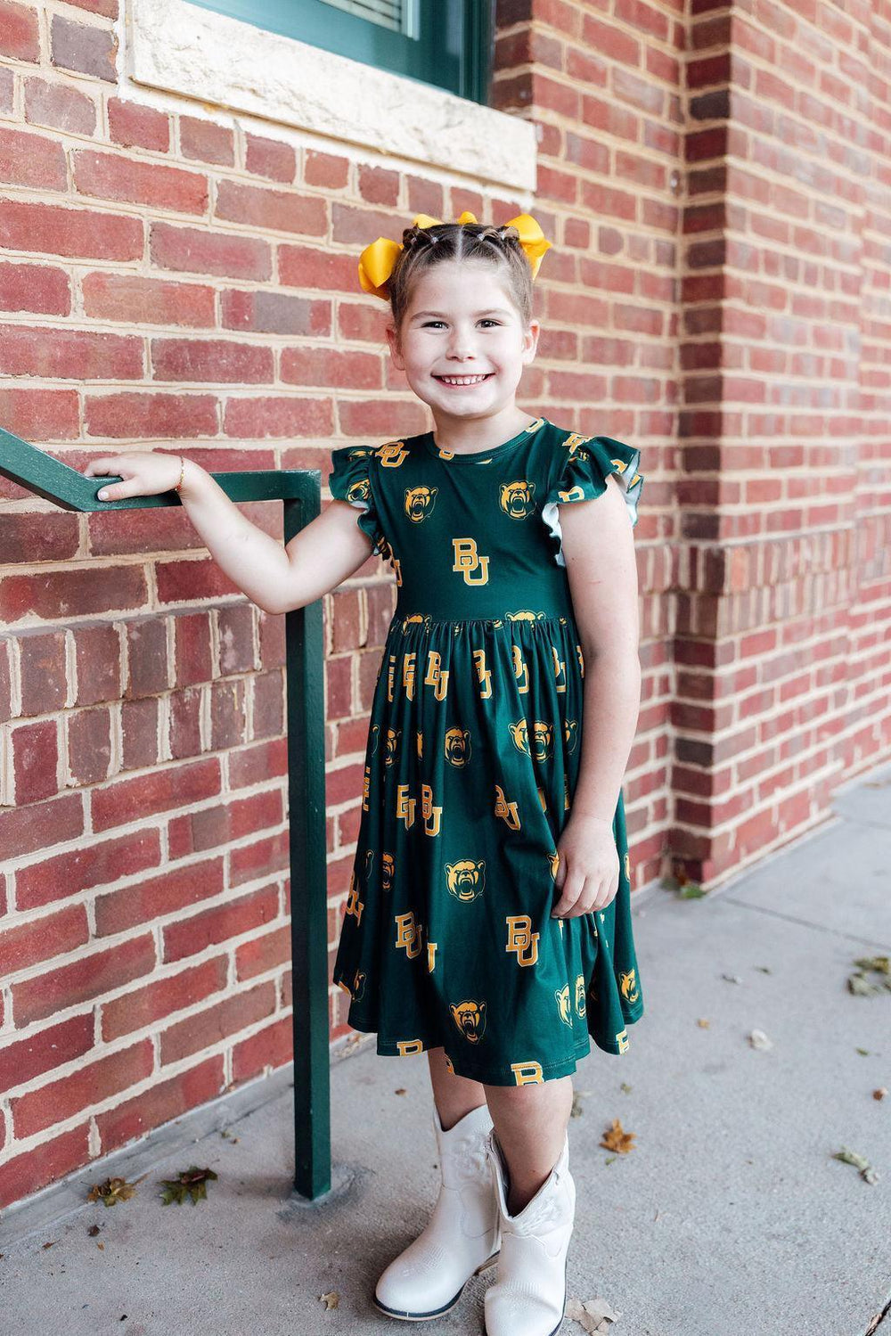 Baylor Green Bear Flutter Twirl Dress - Mila & Rose ® - Flyclothing LLC