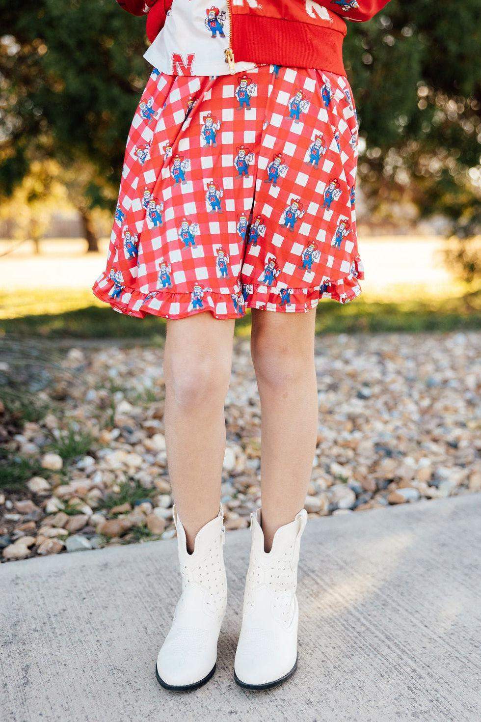 Nebraska Plaid Herbie Husker Twirl Skort - Mila & Rose ® - Flyclothing LLC