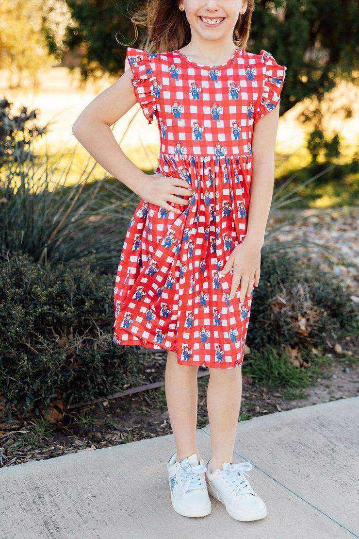 Nebraska Plaid Herbie Husker Flutter Twirl Dress - Mila & Rose ® - Flyclothing LLC