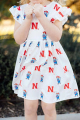 Nebraska White Herbie Husker Flutter Twirl Dress - Mila & Rose ® - Flyclothing LLC