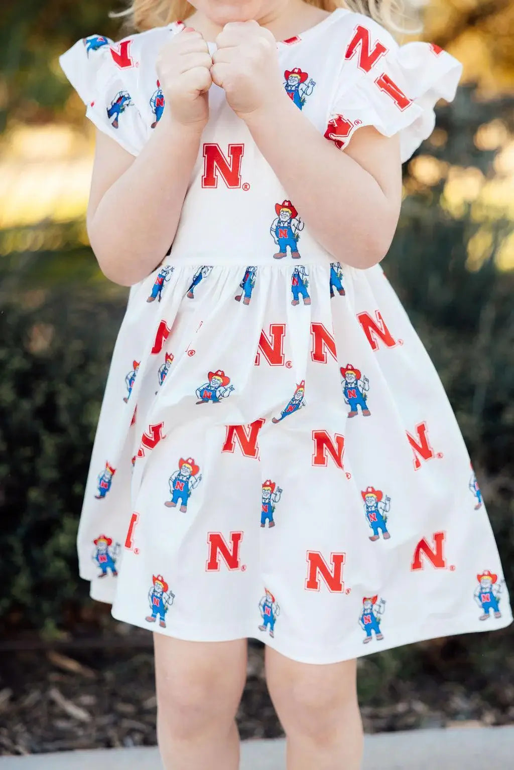 Nebraska White Herbie Husker Flutter Twirl Dress - Mila & Rose ® - Flyclothing LLC