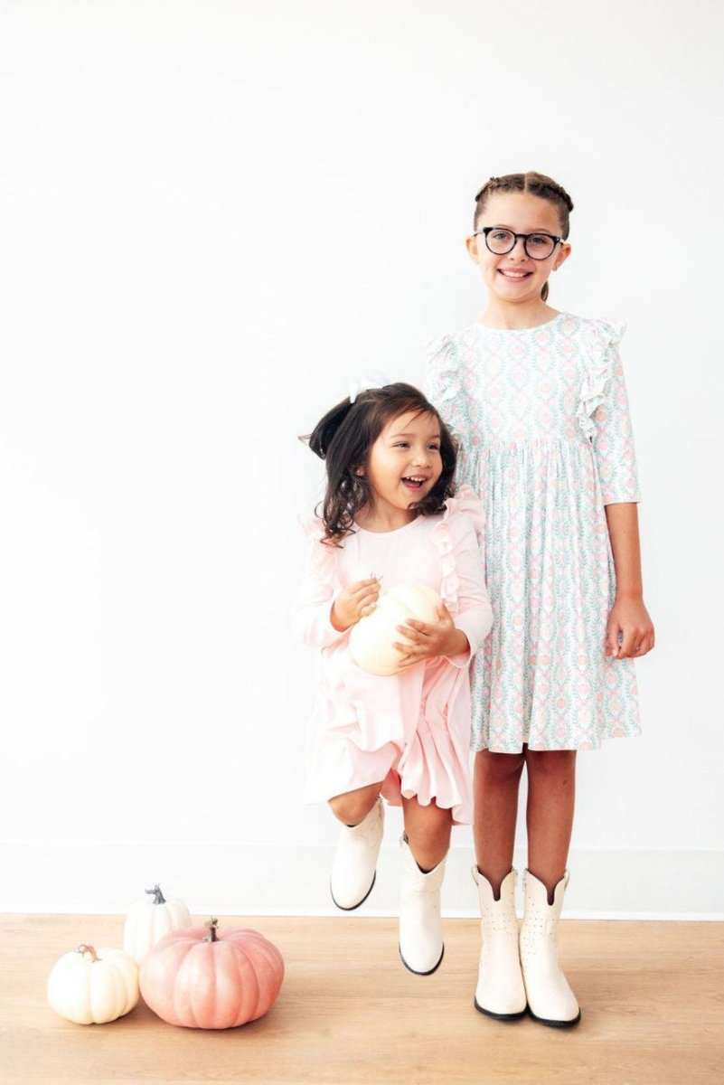 Petal Pink L/S Ruffle Twirl Dress - Mila & Rose ® - Flyclothing LLC