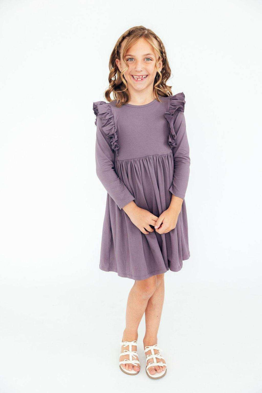Vintage Violet L/S Ruffle Twirl Dress - Mila & Rose ® - Flyclothing LLC