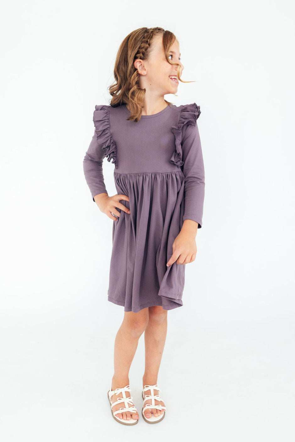 Vintage Violet L/S Ruffle Twirl Dress - Mila & Rose ® - Flyclothing LLC