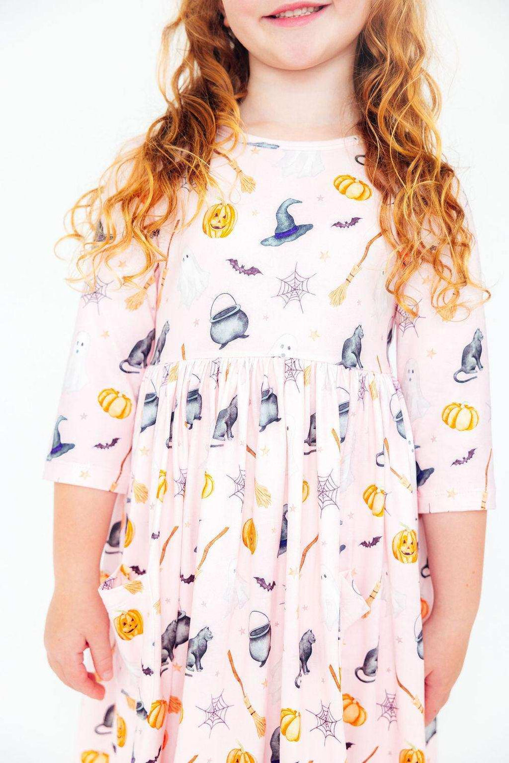 Hey Boo 3/4 Sleeve Pocket Twirl Dress - Mila & Rose ® - Flyclothing LLC