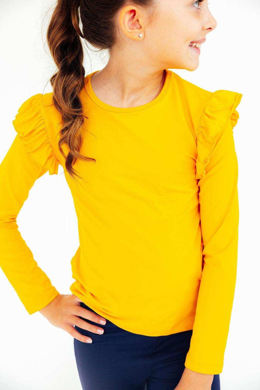 Mustard L/S Ruffle Tee - Mila & Rose ® - Flyclothing LLC