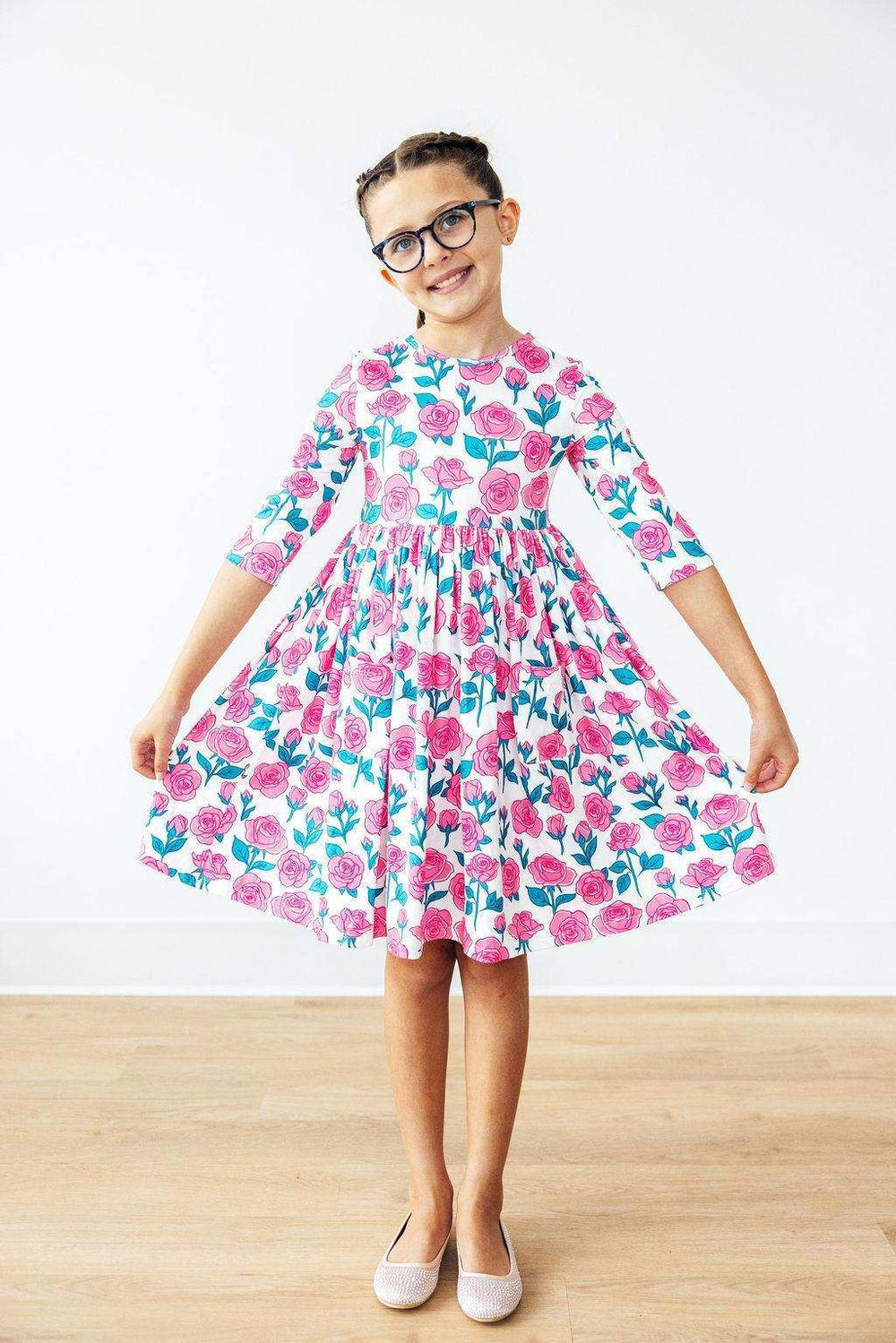 Garden Glow 3/4 Sleeve Pocket Twirl Dress - Mila & Rose ® - Flyclothing LLC