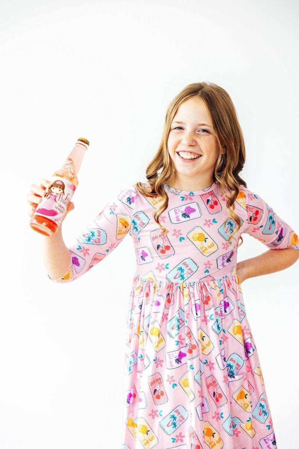 Girly Pop 3/4 Sleeve Pocket Twirl Dress - Mila & Rose ® - Flyclothing LLC