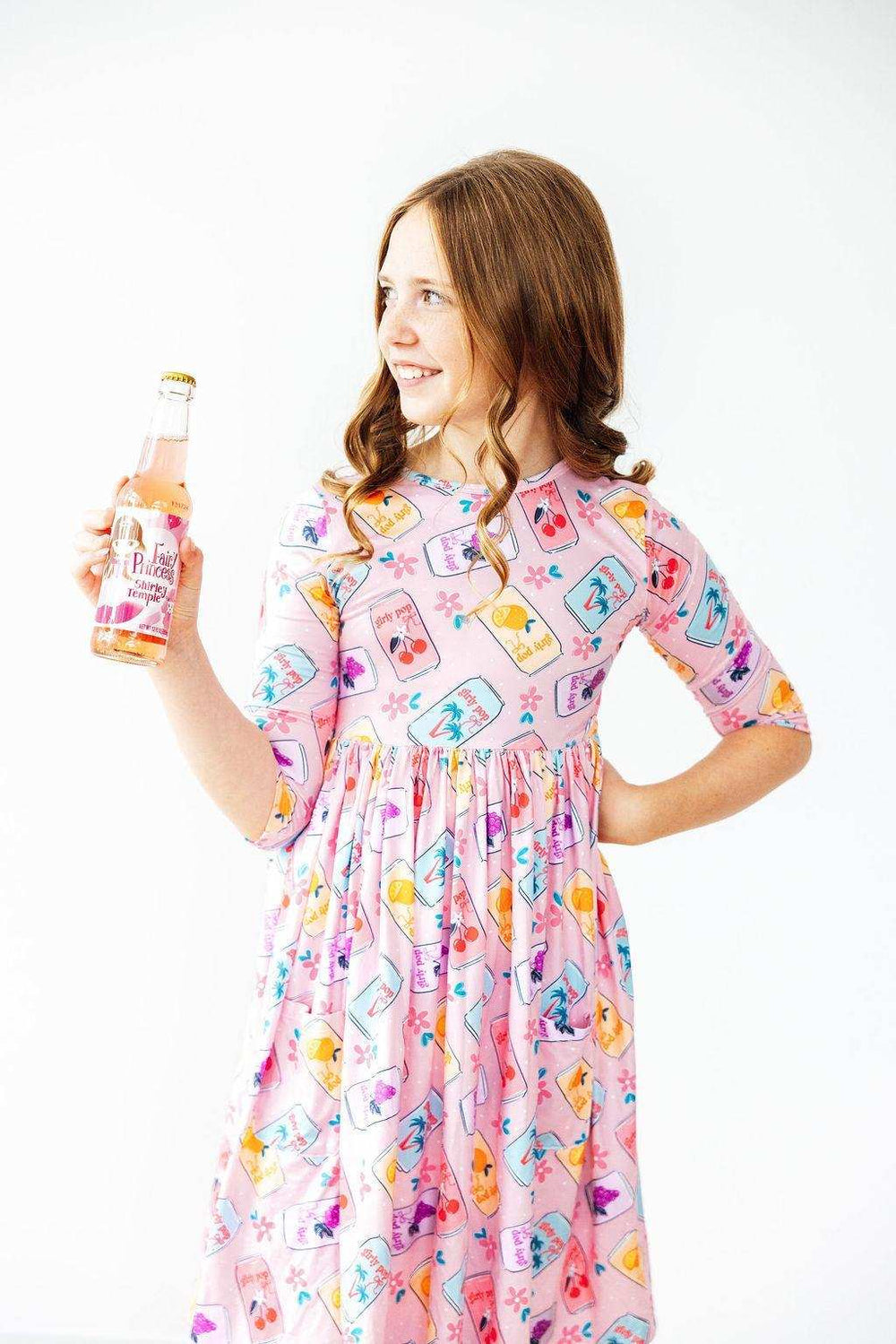 Girly Pop 3/4 Sleeve Pocket Twirl Dress - Mila & Rose ® - Flyclothing LLC