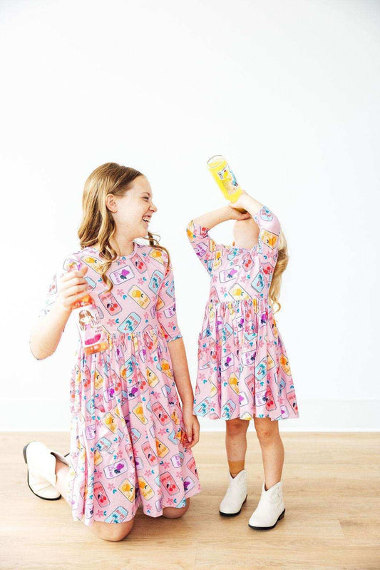 Girly Pop 3/4 Sleeve Pocket Twirl Dress - Mila & Rose ® - Flyclothing LLC