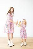 Girly Pop 3/4 Sleeve Pocket Twirl Dress