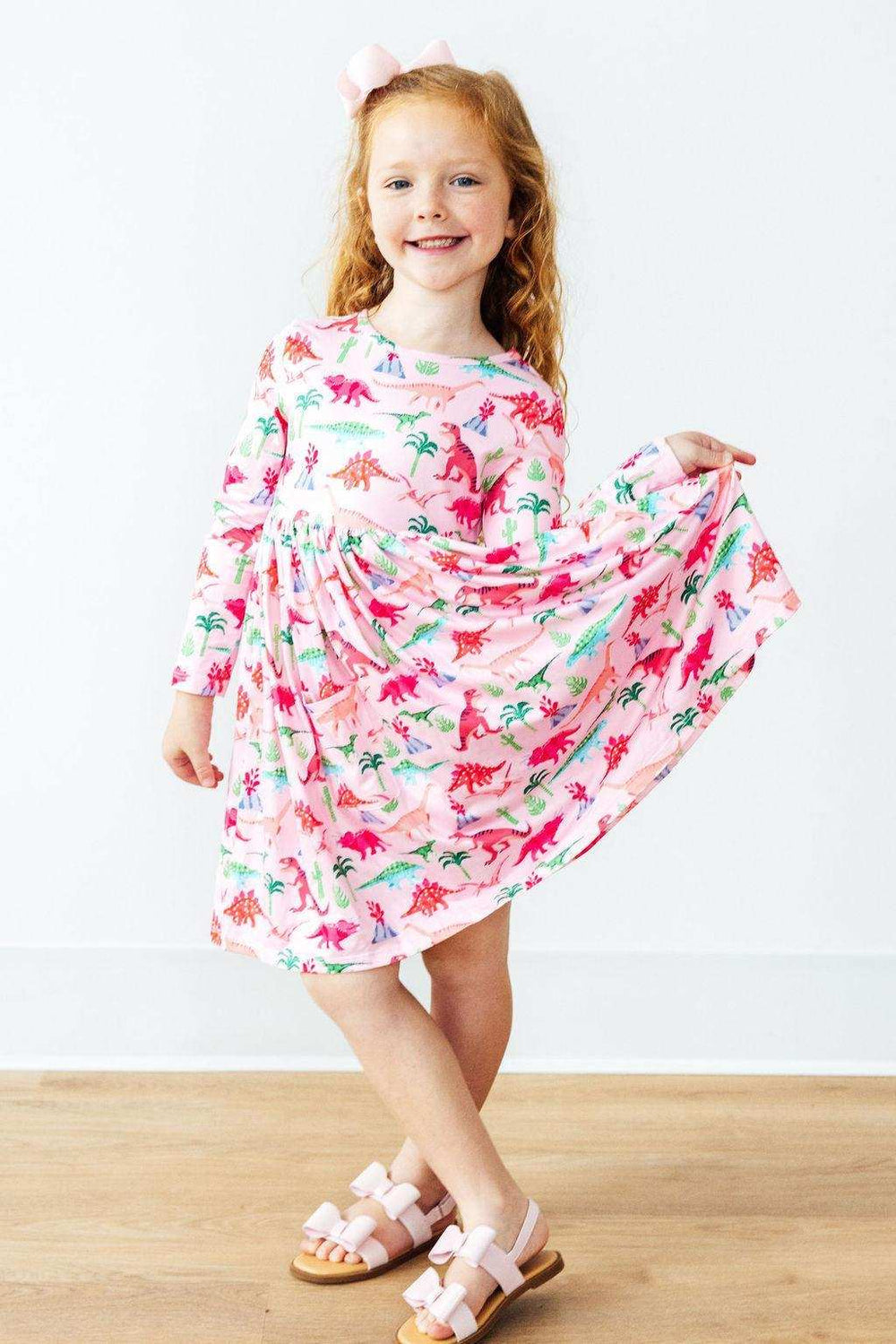 Pinkosaurus Rex L/S Pocket Twirl Dress - Mila & Rose ® - Flyclothing LLC
