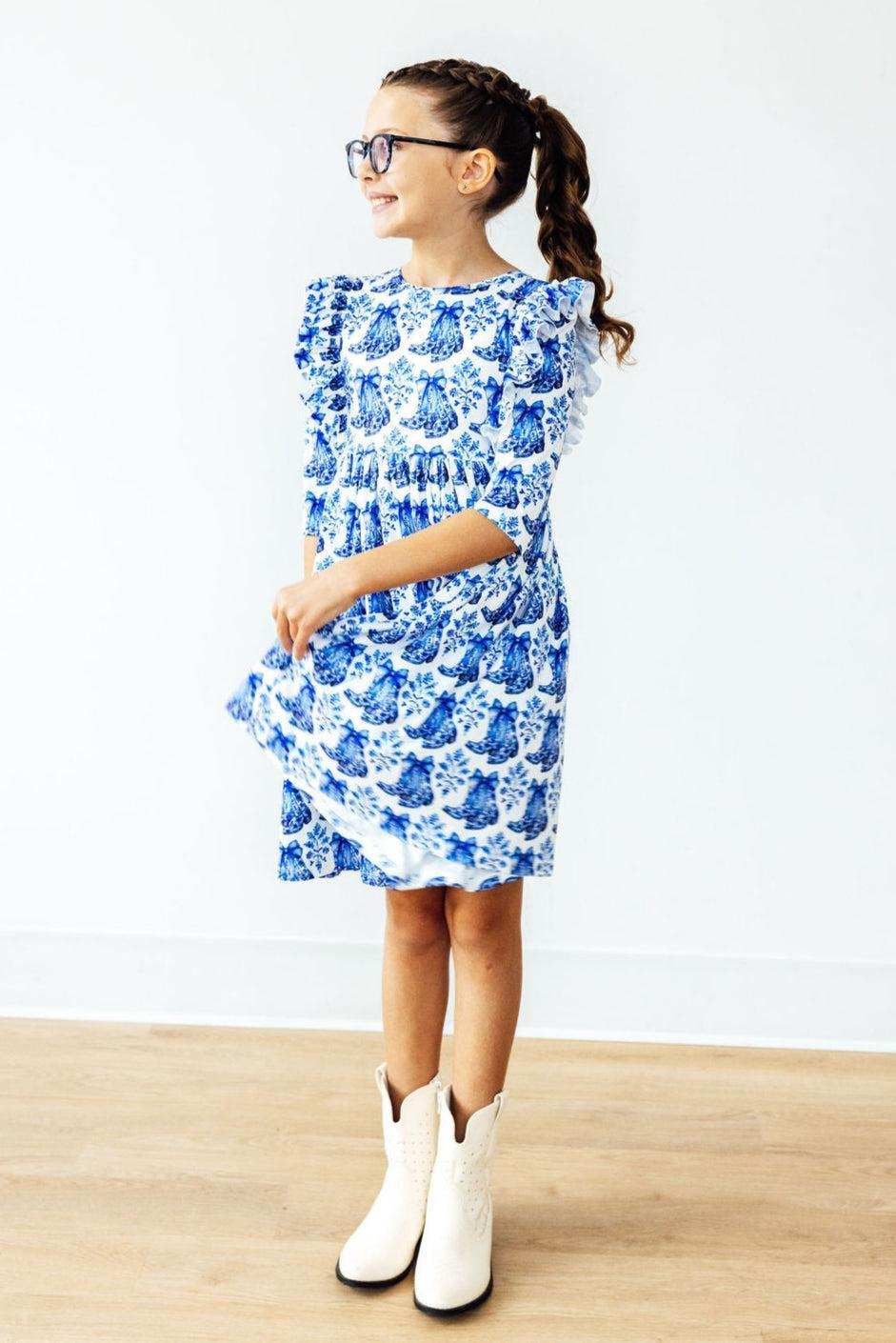 Southern Belle 3/4 Sleeve Ruffle Twirl Dress - Mila & Rose ® - Flyclothing LLC