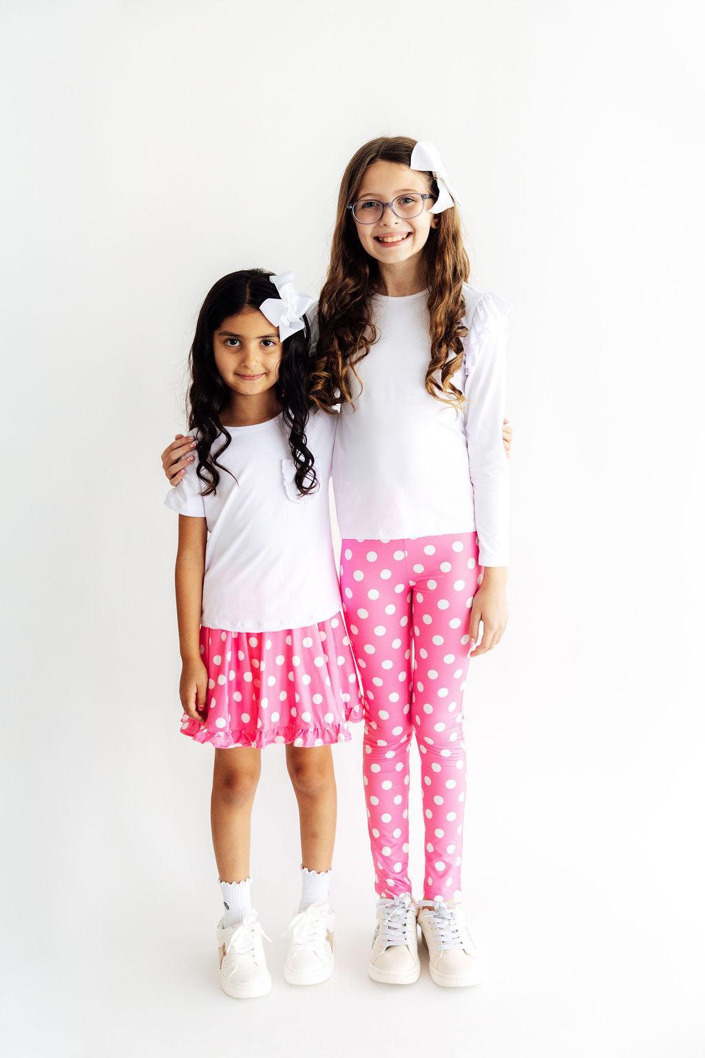 Pink Polka Dots Ruffle Twirl Skort - Mila & Rose ® - Flyclothing LLC
