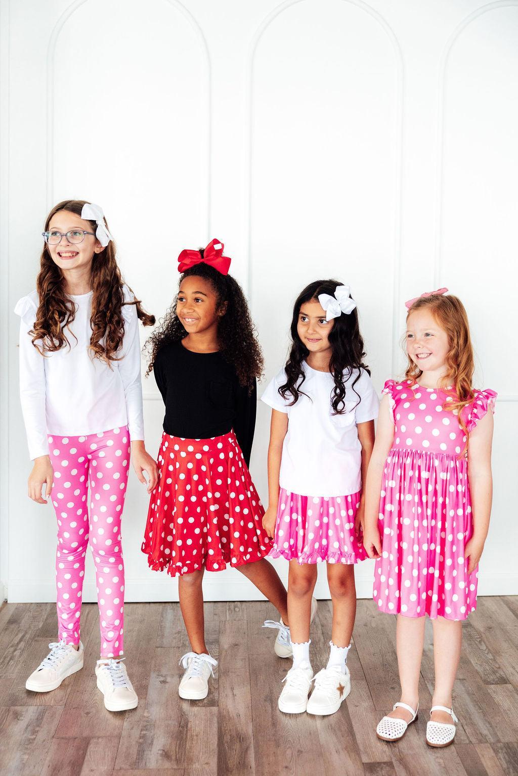 Pink Polka Dots Ruffle Twirl Skort - Mila & Rose ® - Flyclothing LLC