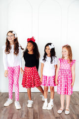 Pink Polka Dots Flutter Sleeve Twirl Dress - Mila & Rose ® - Flyclothing LLC