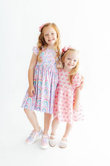 Rainbow Dreams Flutter Sleeve Twirl Dress - Mila & Rose ® - Flyclothing LLC