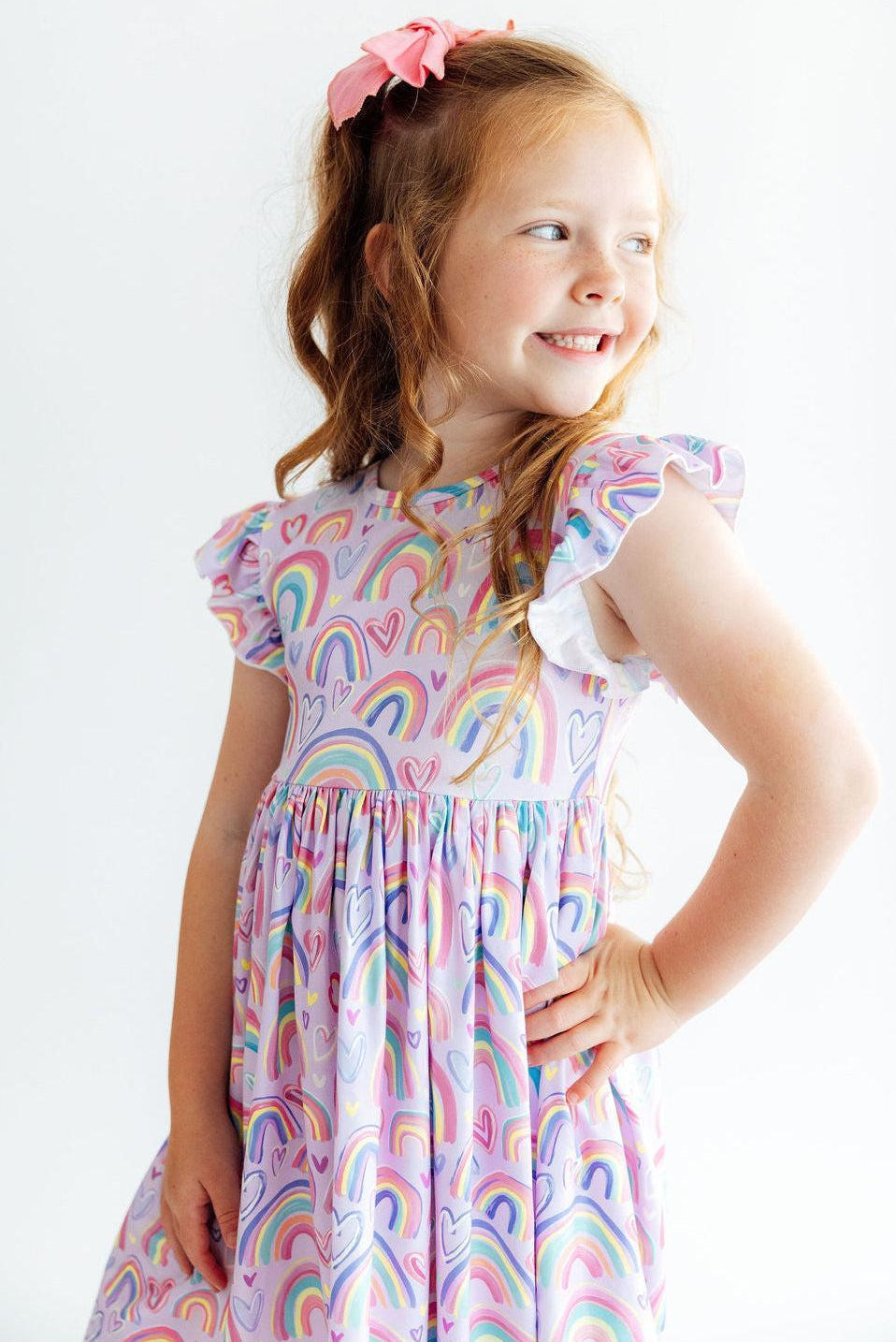 Rainbow Dreams Flutter Sleeve Twirl Dress - Mila & Rose ® - Flyclothing LLC