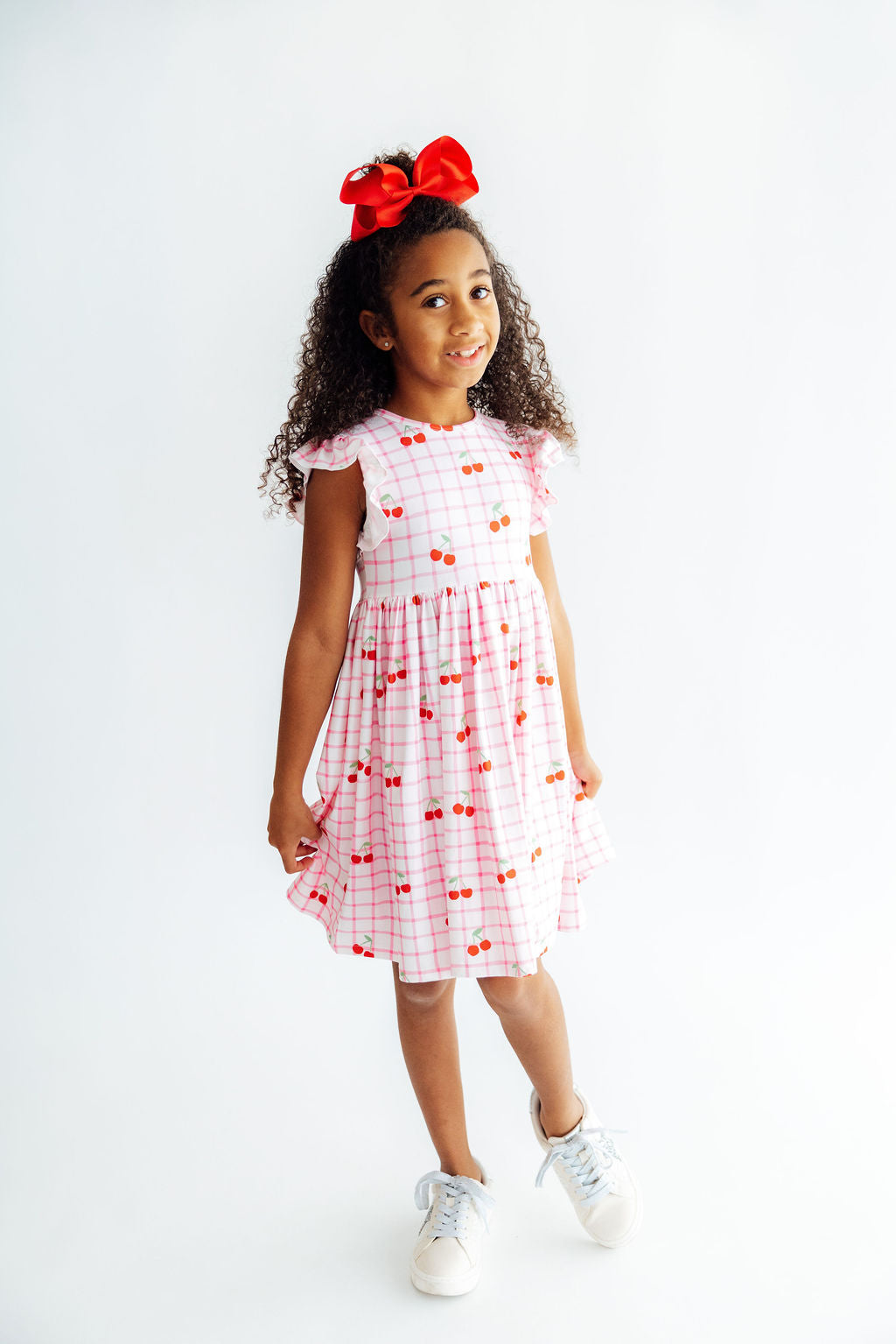 Cherry Sweet Flutter Sleeve Twirl Dress - Mila & Rose ® - Flyclothing LLC