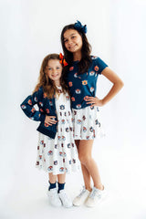 Auburn White Aubie 3/4 Sleeve Pocket Twirl Dress - Mila & Rose ® - Flyclothing LLC