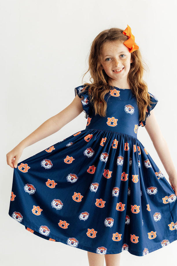 Auburn Blue Aubie Flutter Twirl Dress - Mila & Rose ® - Flyclothing LLC
