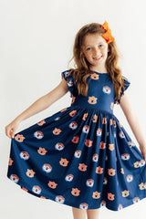 Auburn Blue Aubie Flutter Twirl Dress - Mila & Rose ® - Flyclothing LLC