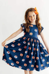 Auburn Blue Aubie Flutter Twirl Dress - Mila & Rose ® - Flyclothing LLC