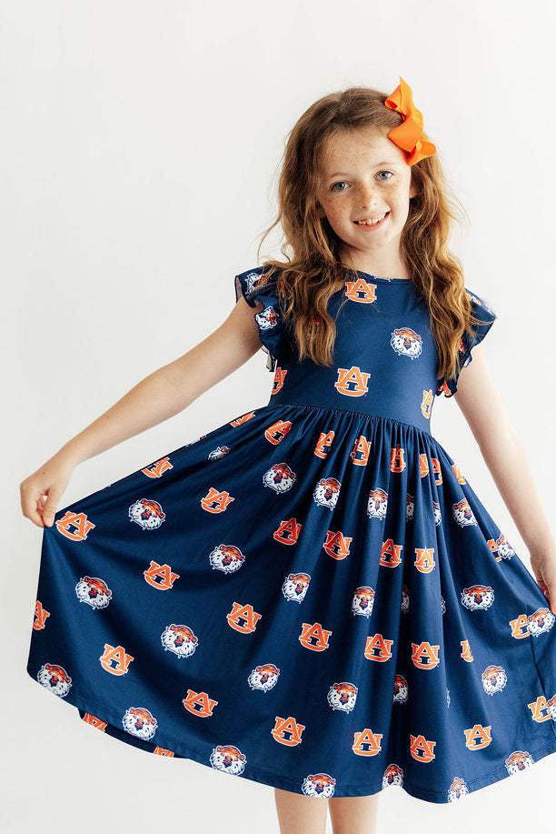 Auburn Blue Aubie Flutter Twirl Dress - Mila & Rose ® - Flyclothing LLC