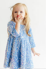 Light Blue Velvet Sequin Dress