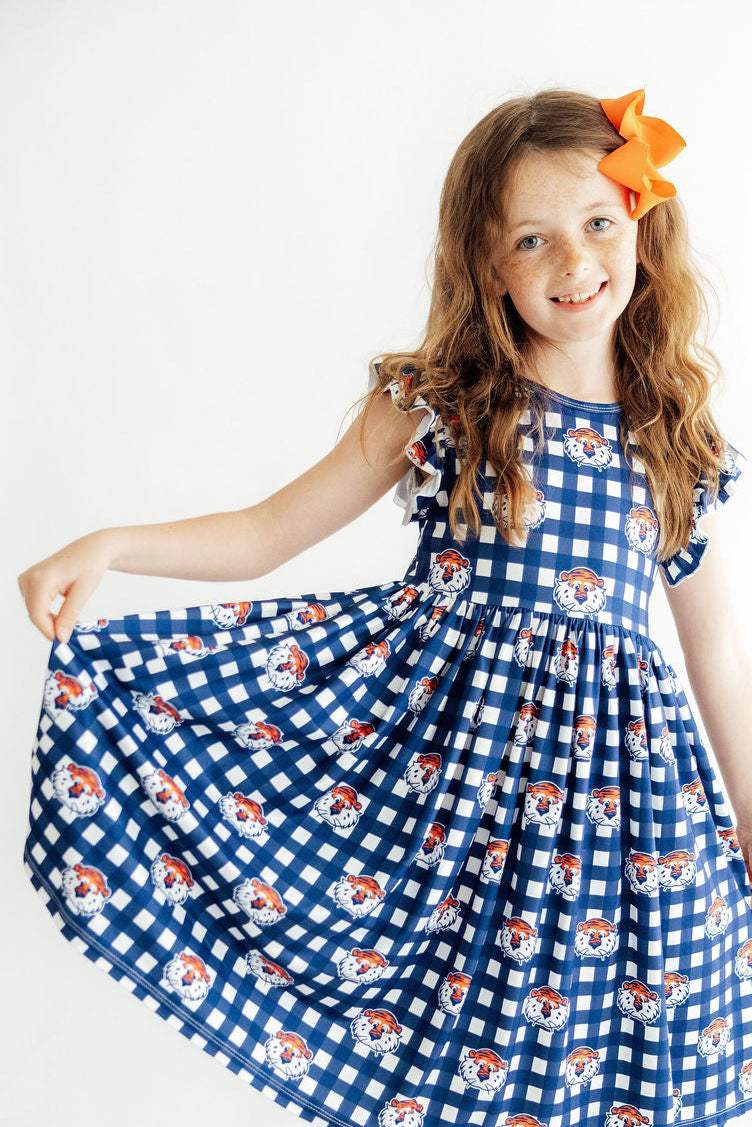 Auburn Plaid Aubie Flutter Twirl Dress - Mila & Rose ® - Flyclothing LLC