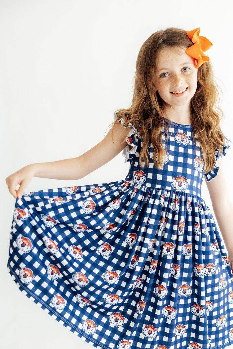 Auburn Plaid Aubie Flutter Twirl Dress - Mila & Rose ® - Flyclothing LLC